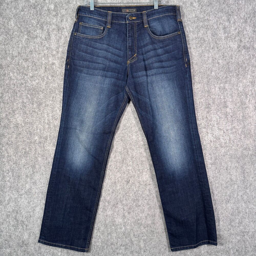 5.11 Tactical Defender-Flex Straight Jeans Mens 34x32 Blue Denim